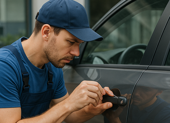 Emergency car lockout service in Houston TX – technician unlocking door