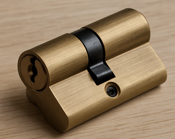 Close-up of lock cylinder replacement service in Houston Texas