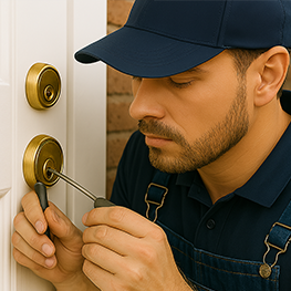 Residential locksmith rekeying house lock in Houston TX